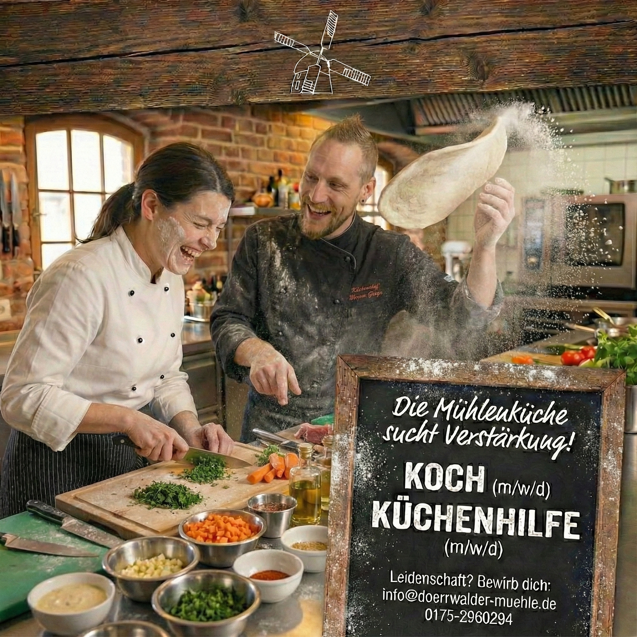 Die Mühlenküche sucht Verstärkung. Koch und Küchenhilfe ab Februar 2026
